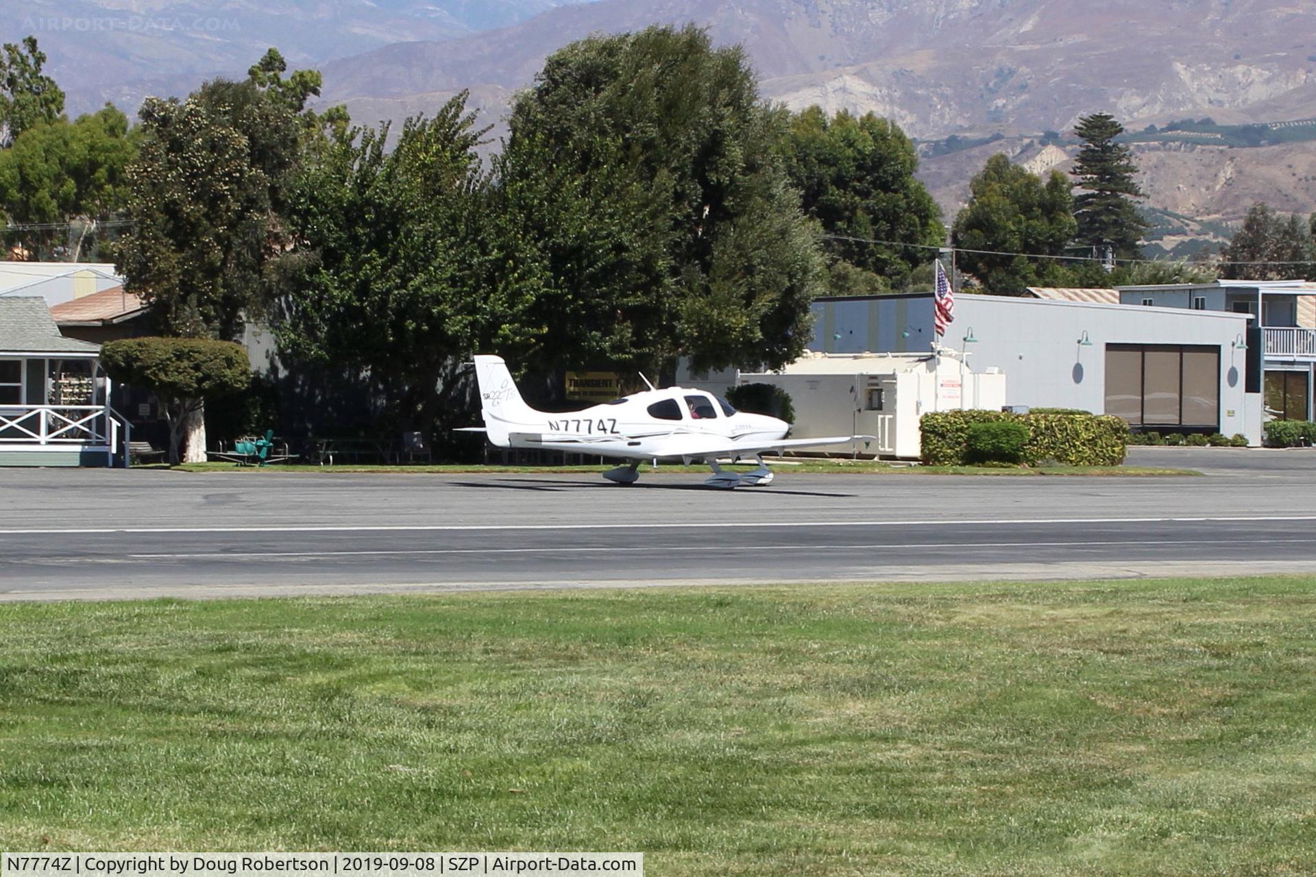 N7774Z, 2005 Cirrus SR22 C/N 1345, 2005 CIRRUS SR22, Continental IO-550-N 310 Hp, taxi back