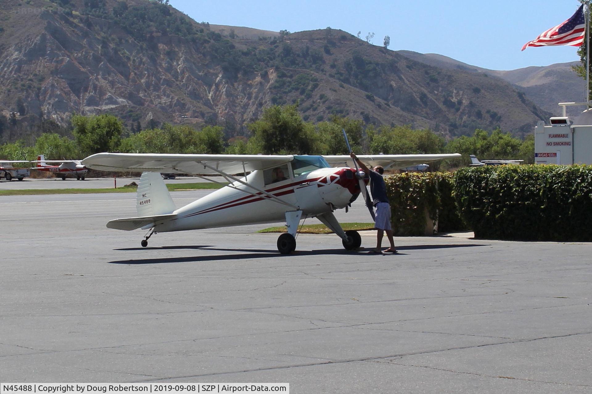 N45488, 1946 Luscombe 8A C/N 2015, 1946 Luscombe 8A, Continental A&C-65 65 Hp. at Fuel Dock