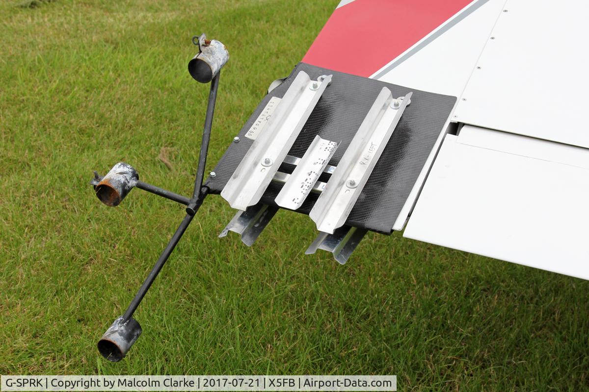 G-SPRK, 1994 Vans RV-4 C/N 845, Wing tip rocket launchers. Vans RV-4 G-SPRX at Fishburn during the 2017 Sunderland Air Show.