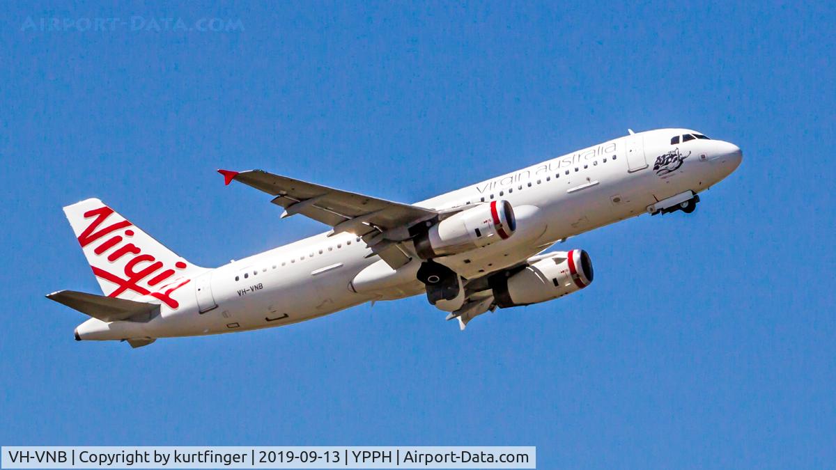 VH-VNB, 2006 Airbus A320-232 C/N 2906, Airbus A320-232, Virgin Australia VH-VNB dep runway 24 YPPH 130919.