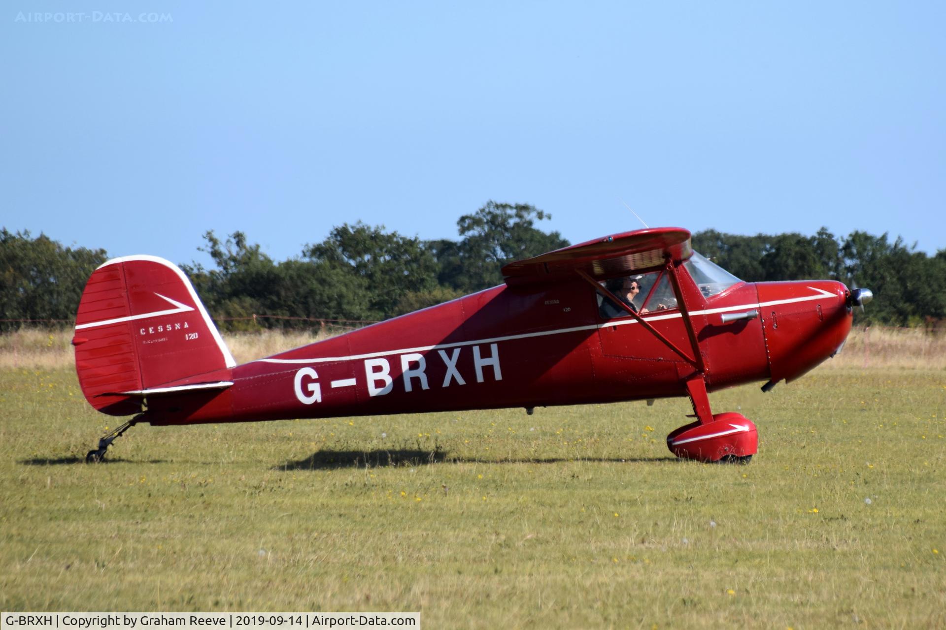 G-BRXH, 1946 Cessna 120 C/N 10462, Just landed at, Bury St Edmunds, Rougham Airfield, UK.