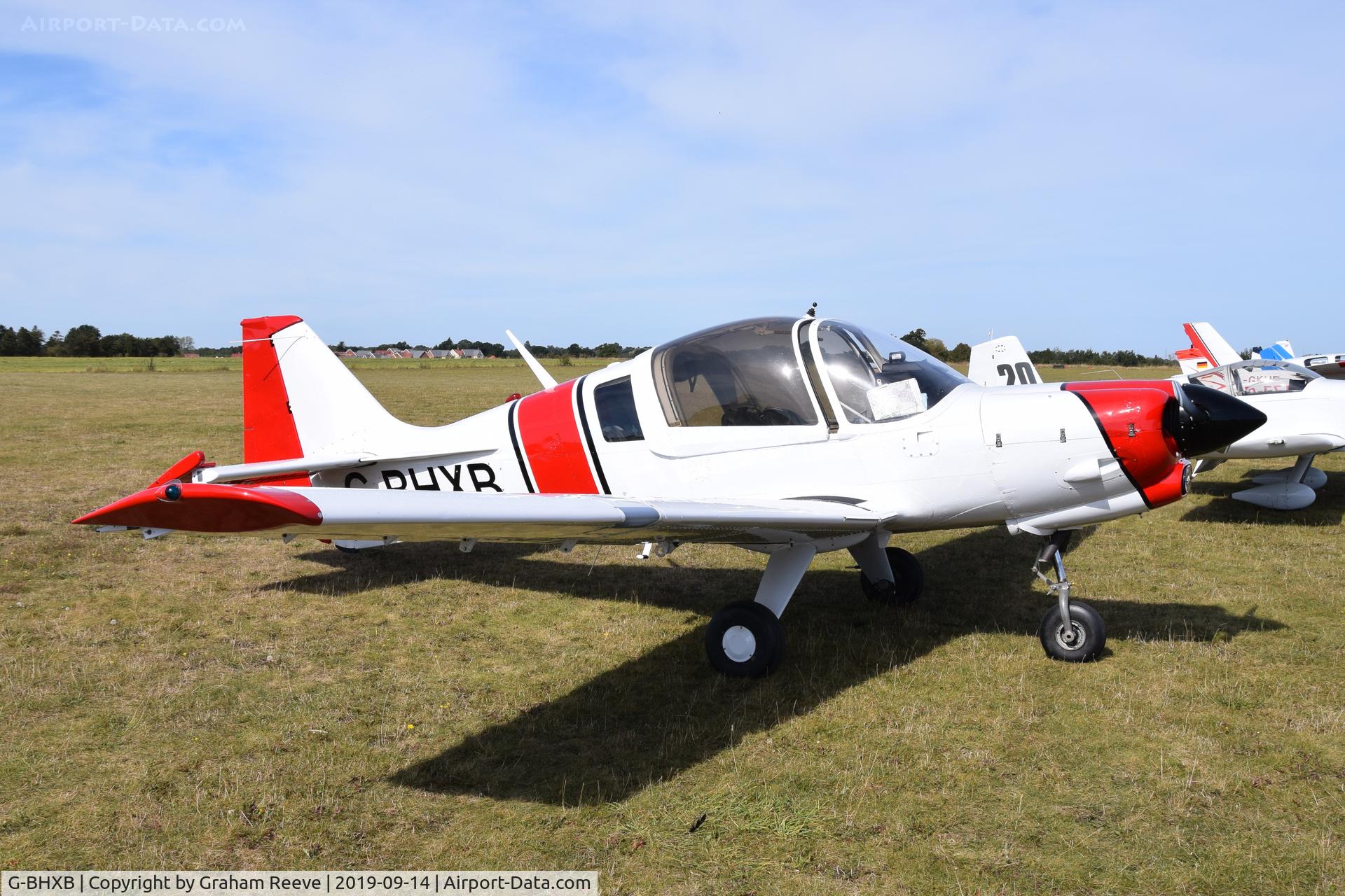 G-BHXB, 1980 Scottish Aviation Bulldog Series 120 Model 1210 C/N BH120/408, Parked at Just landed at, Bury St Edmunds, Rougham Airfield, UK.