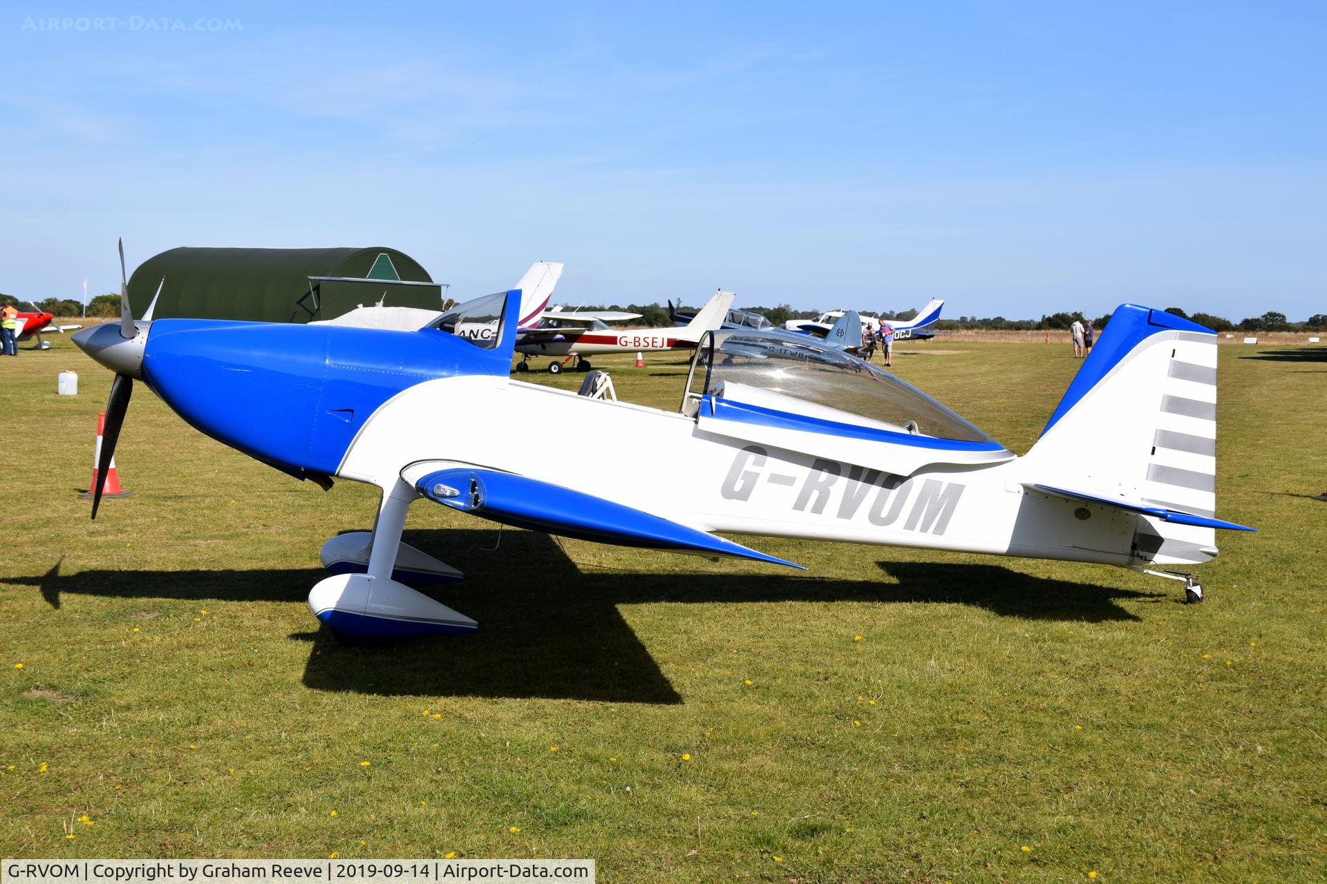 G-RVOM, 2013 Vans RV-8 C/N LAA 303-14894, Parked at Just landed at, Bury St Edmunds, Rougham Airfield, UK.