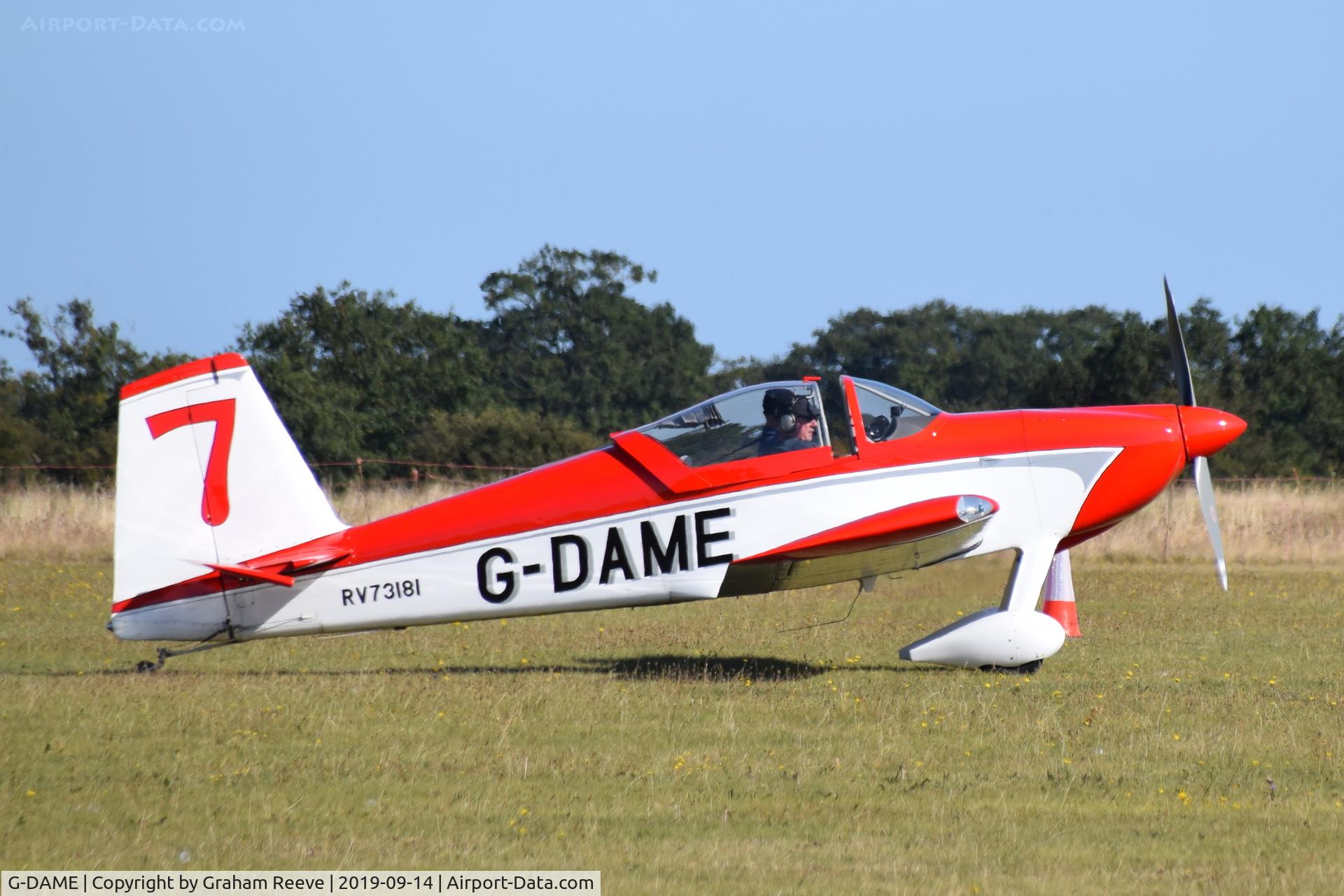 G-DAME, 2009 Vans RV-7 C/N 73181, Just landed at, Bury St Edmunds, Rougham Airfield, UK.