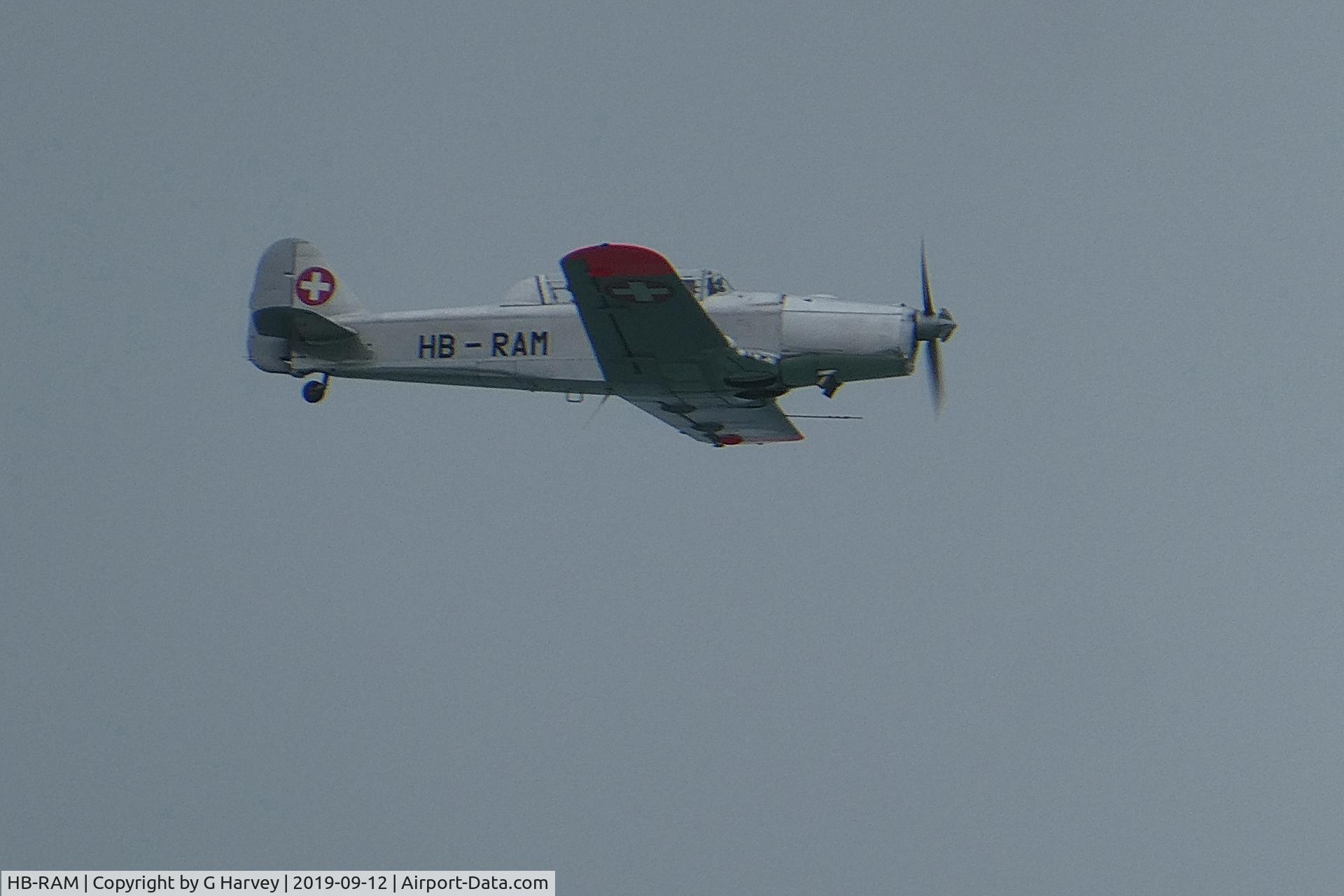 HB-RAM, 1950 Pilatus P2-06 C/N 64, Seen flying west over Seaford Head, East Sussex, UK. 
It was following shortly behind a North American T-6 Texan training plane, registration unknown.