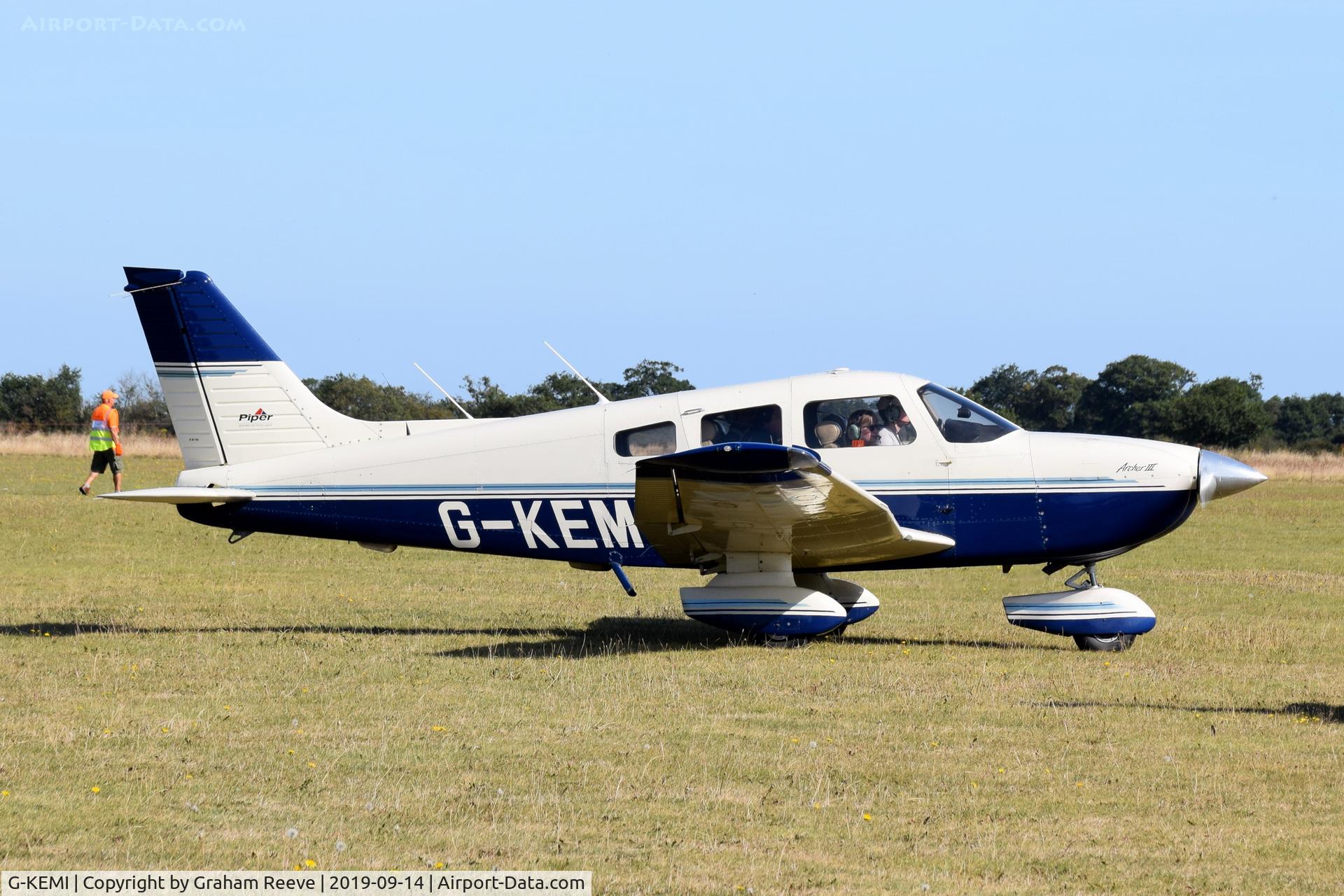 G-KEMI, 1998 Piper PA-28-181 Cherokee Archer III C/N 28-43180, Just landed at, Bury St Edmunds, Rougham Airfield, UK.