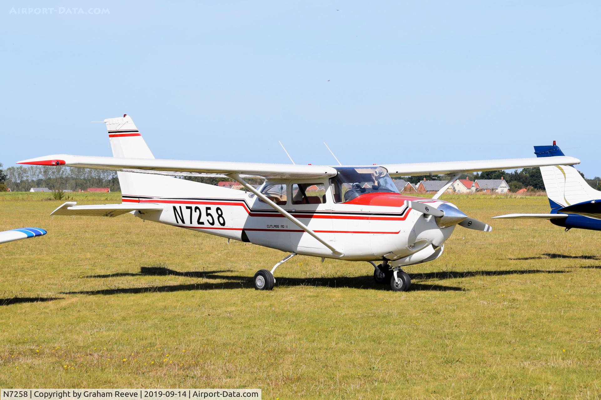 N7258, 1980 Cessna 172RG Cutlass RG C/N 172RG-0508, Parked at, Bury St Edmunds, Rougham Airfield, UK.