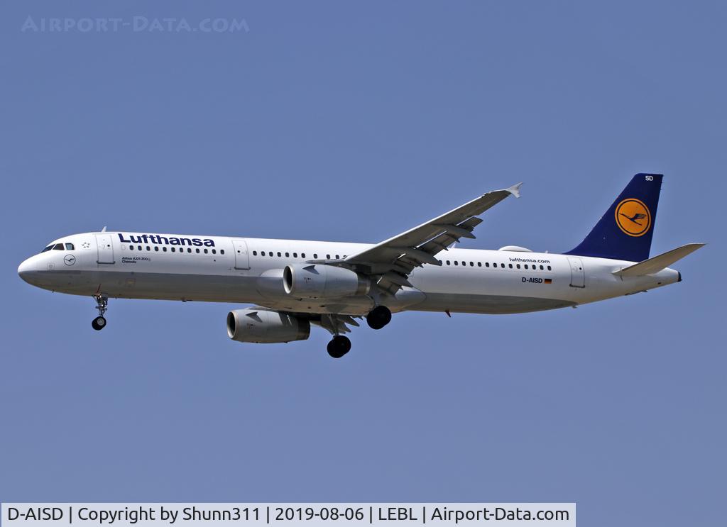 D-AISD, 2000 Airbus A321-231 C/N 1188, Landing rwy 25R... wifi pod mounted...
