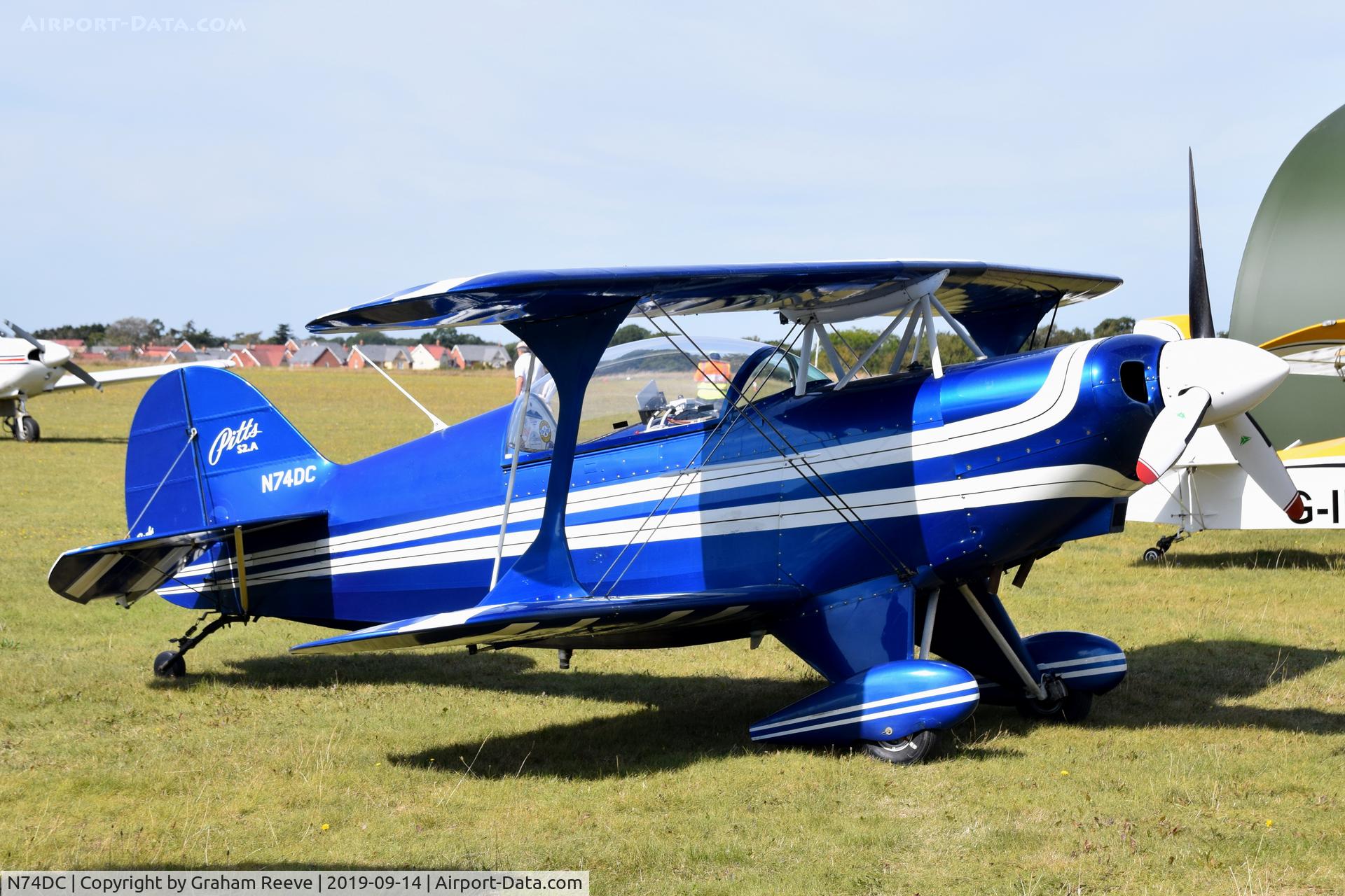 N74DC, 1980 Aerotek Pitts S-2A Special C/N 2228, Parked at, Bury St Edmunds, Rougham Airfield, UK.