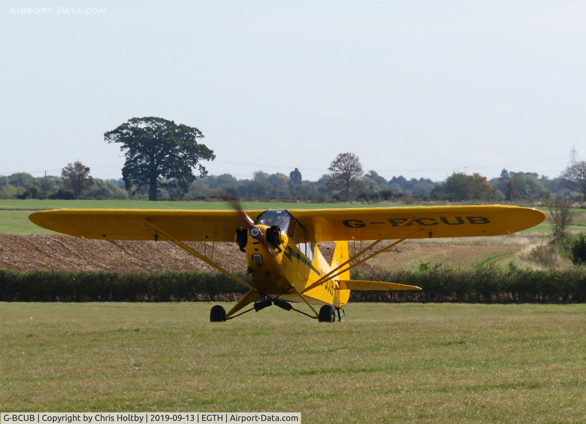G-BCUB, 1943 Piper J3C-65 Cub (Lippert Reed Conversion) Cub C/N 13186, Arriving at Old Warden