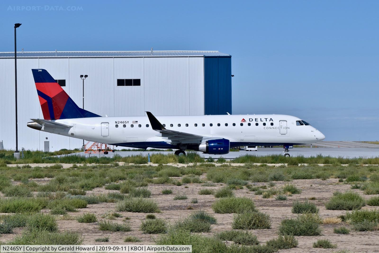 N246SY, 2016 Embraer 175LR (ERJ-170-200LR) C/N 17000607, Parked on the Skywest hangar ramp.