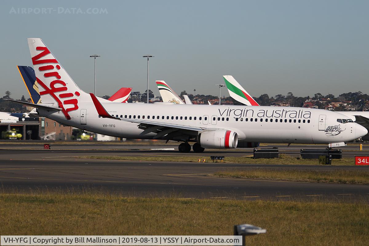 VH-YFG, 2012 Boeing 737-8FE C/N 40999, taxi from 3-4L