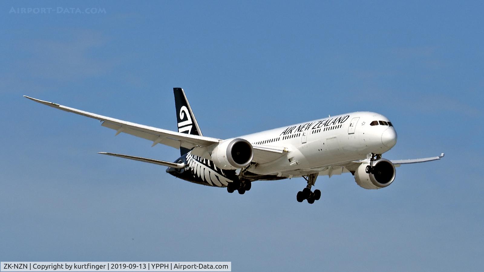 ZK-NZN, 2018 Boeing 787-9 Dreamliner C/N 38182, Boeing 787-9. Air New Zealand ZK-NZN final rwy 24 YPPH 130919.