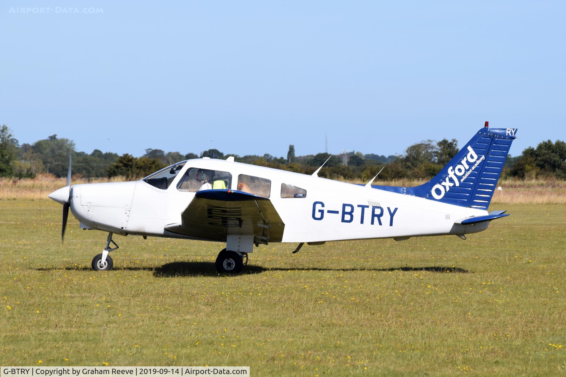 G-BTRY, 1981 Piper PA-28-161 Cherokee Warrior II C/N 28-8116190, Departing from, Bury St Edmunds, Rougham Airfield, UK.