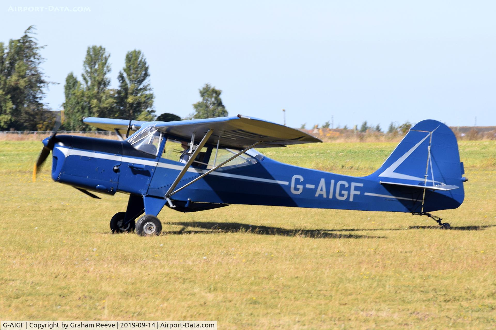 G-AIGF, 1946 Auster J-1N Alpha C/N 2188, Just landed at, Bury St Edmunds, Rougham Airfield, UK.