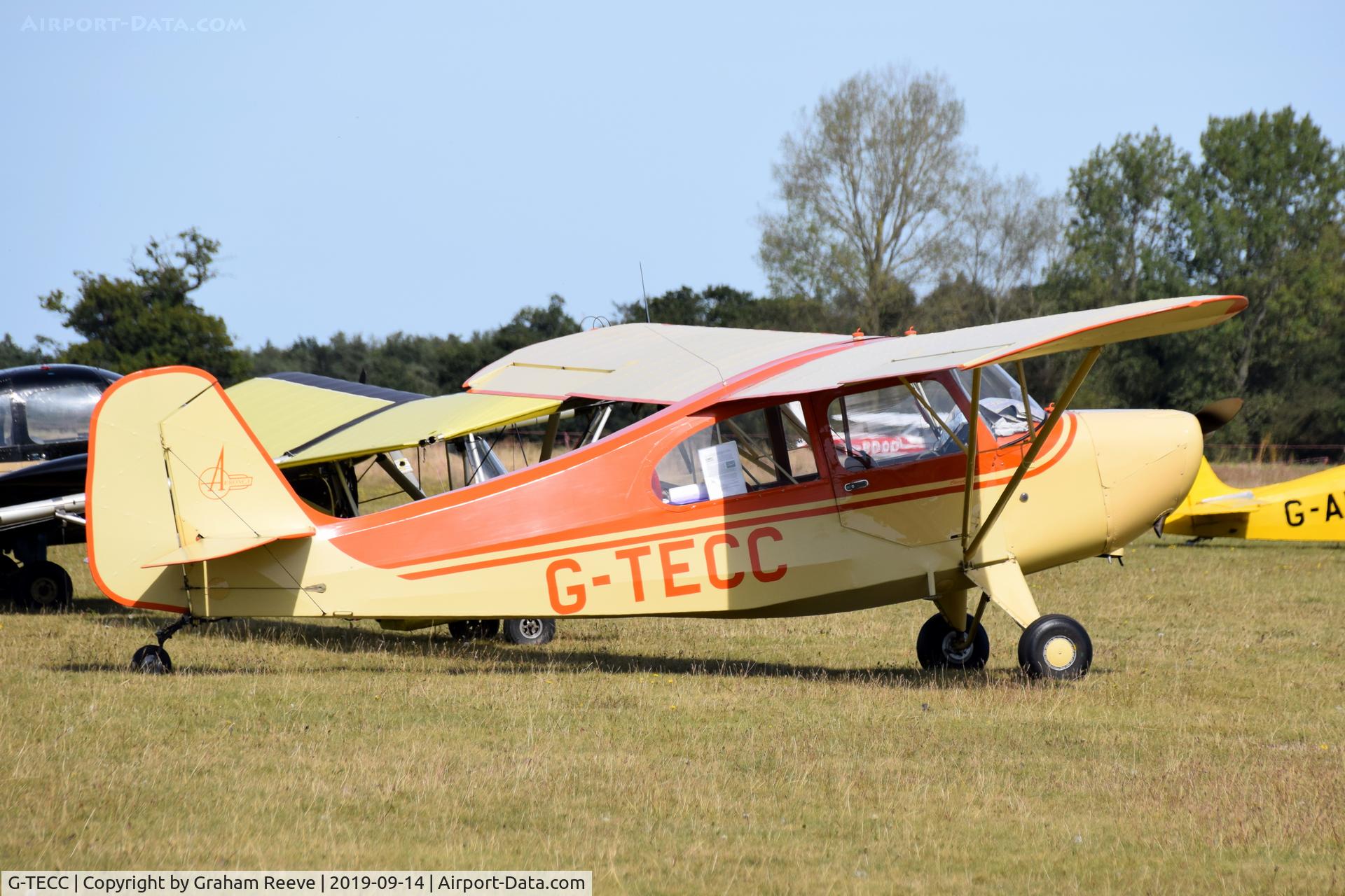 G-TECC, 1946 Aeronca 7AC Champion C/N 7AC-5269, Parked at, Bury St Edmunds, Rougham Airfield, UK.