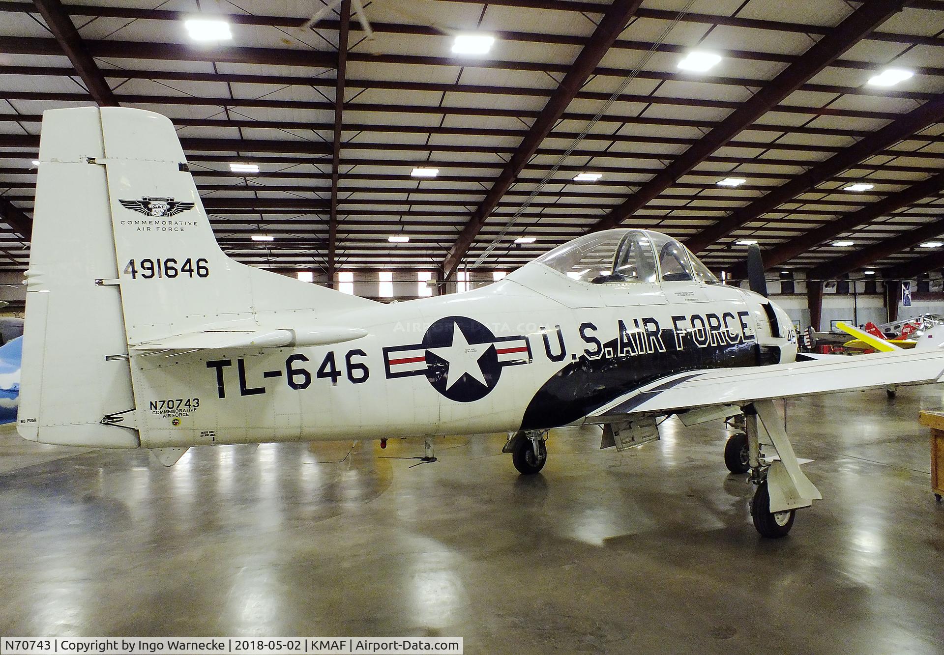 N70743, 1949 North American T-28A Trojan C/N 159-158, North American T-28A Trojan at the Midland Army Air Field Museum, Midland TX