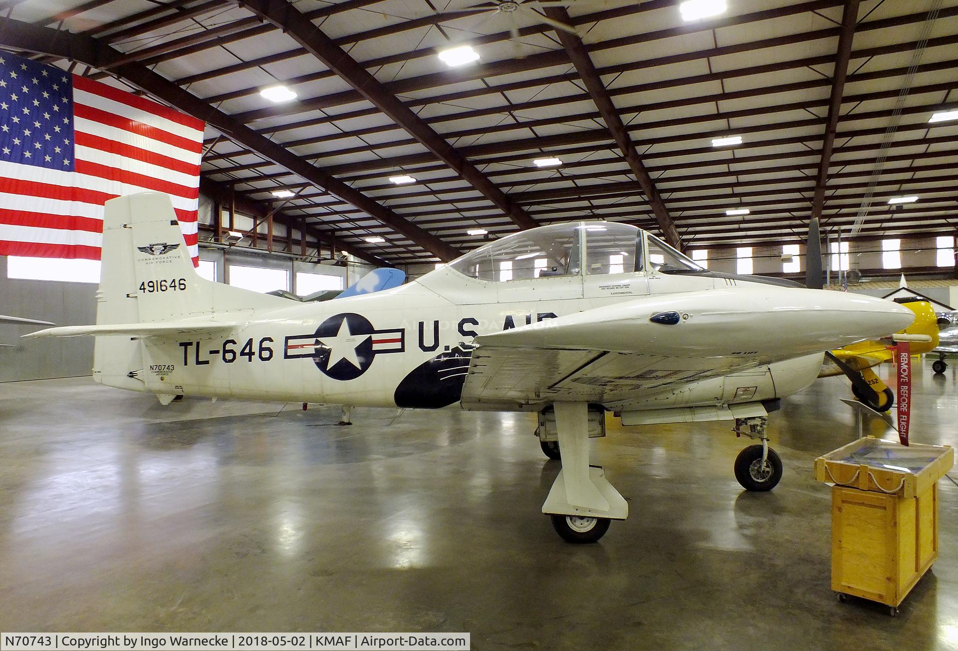 N70743, 1949 North American T-28A Trojan C/N 159-158, North American T-28A Trojan at the Midland Army Air Field Museum, Midland TX