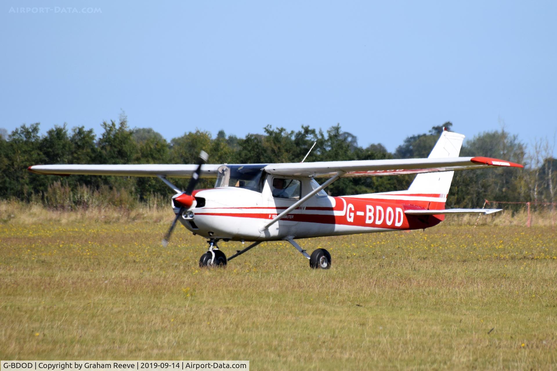 G-BDOD, 1975 Reims F150M C/N 1266, Just landed at, Bury St Edmunds, Rougham Airfield, UK.