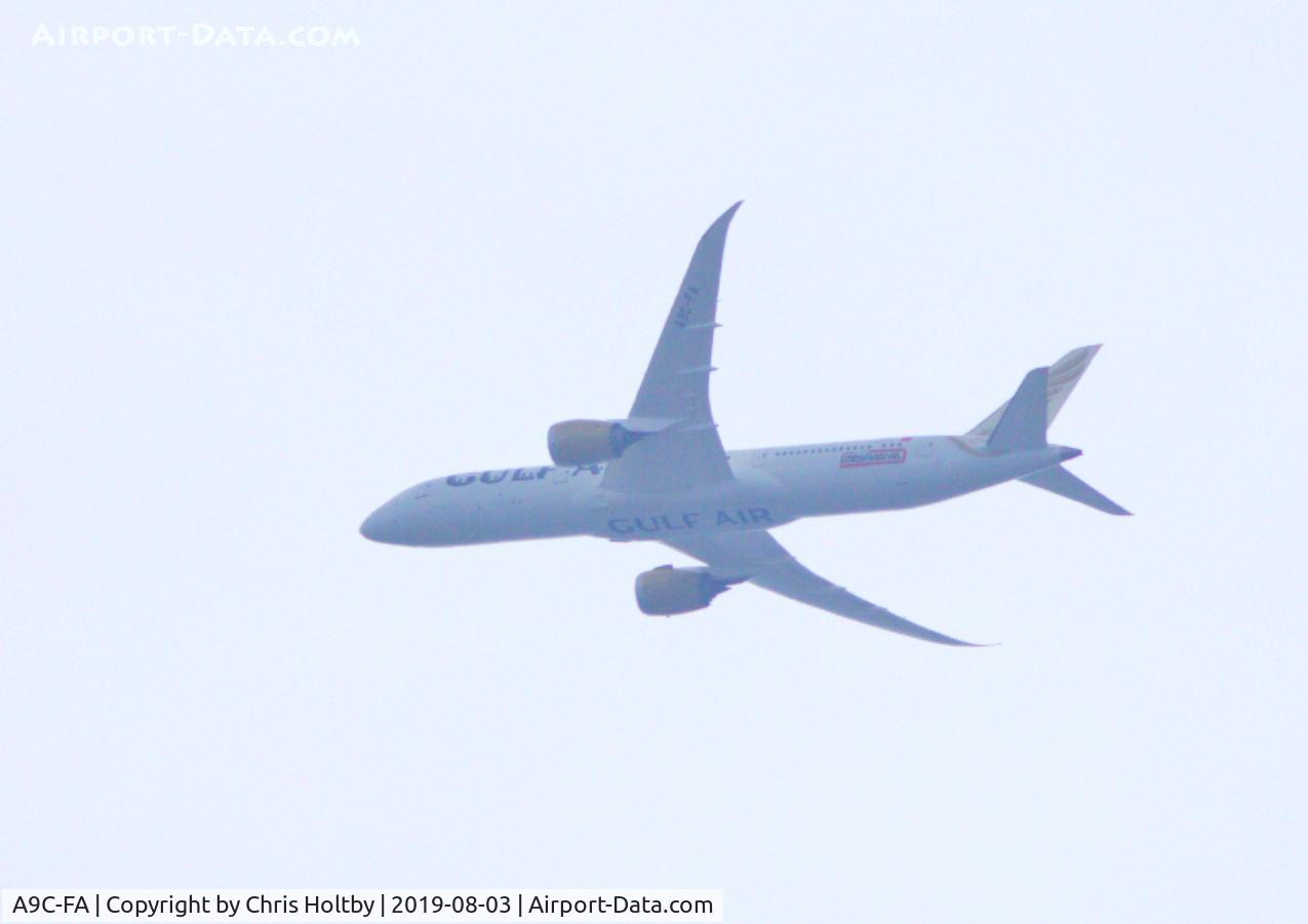 A9C-FA, 2018 Boeing 787-9 Dreamliner C/N 39996, Gulf Air Dreamliner over Potters Bar, Herts