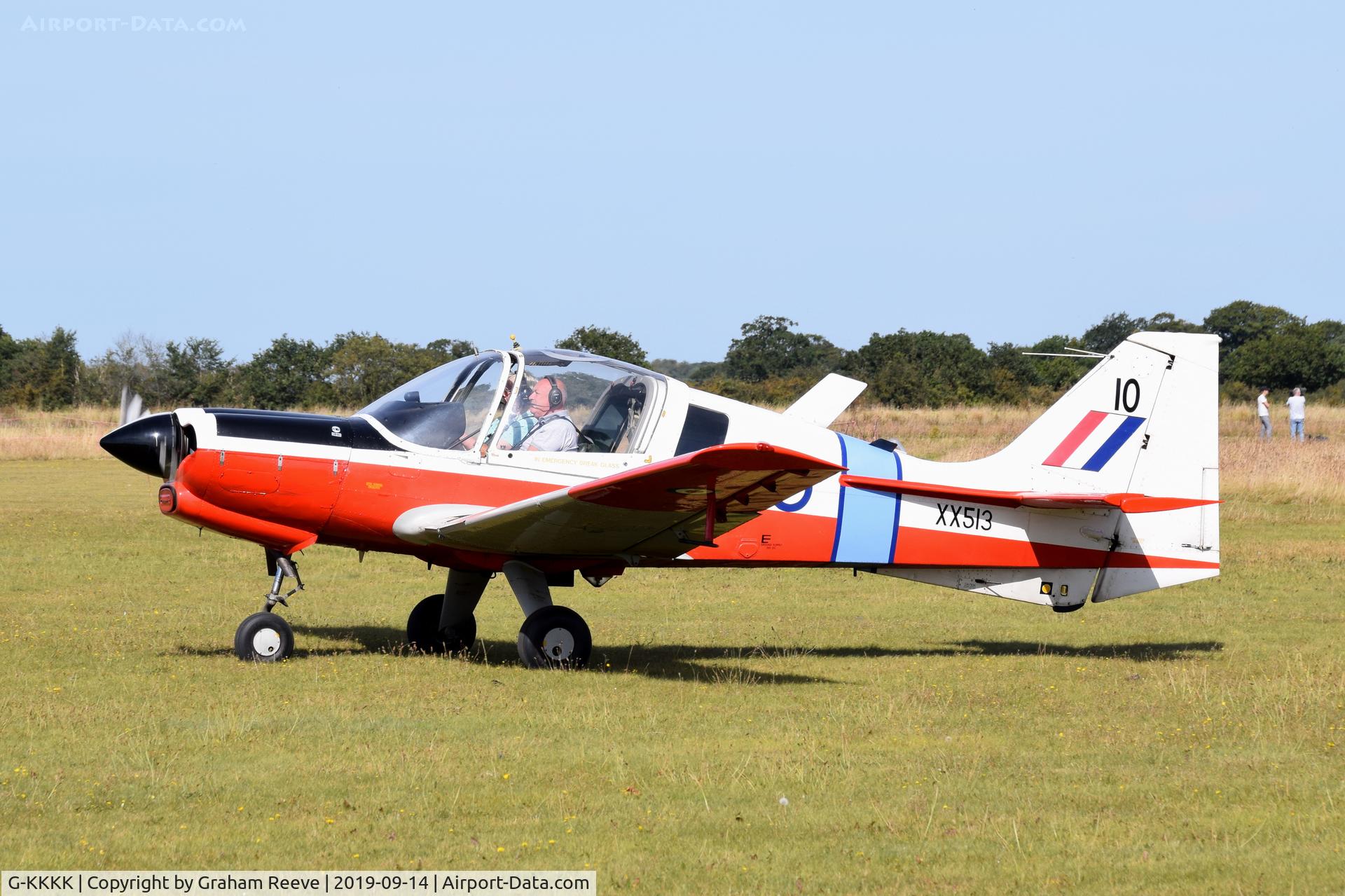 G-KKKK, 1973 Scottish Aviation Bulldog T.1 C/N BH120/199, Just landed at, Bury St Edmunds, Rougham Airfield, UK.
