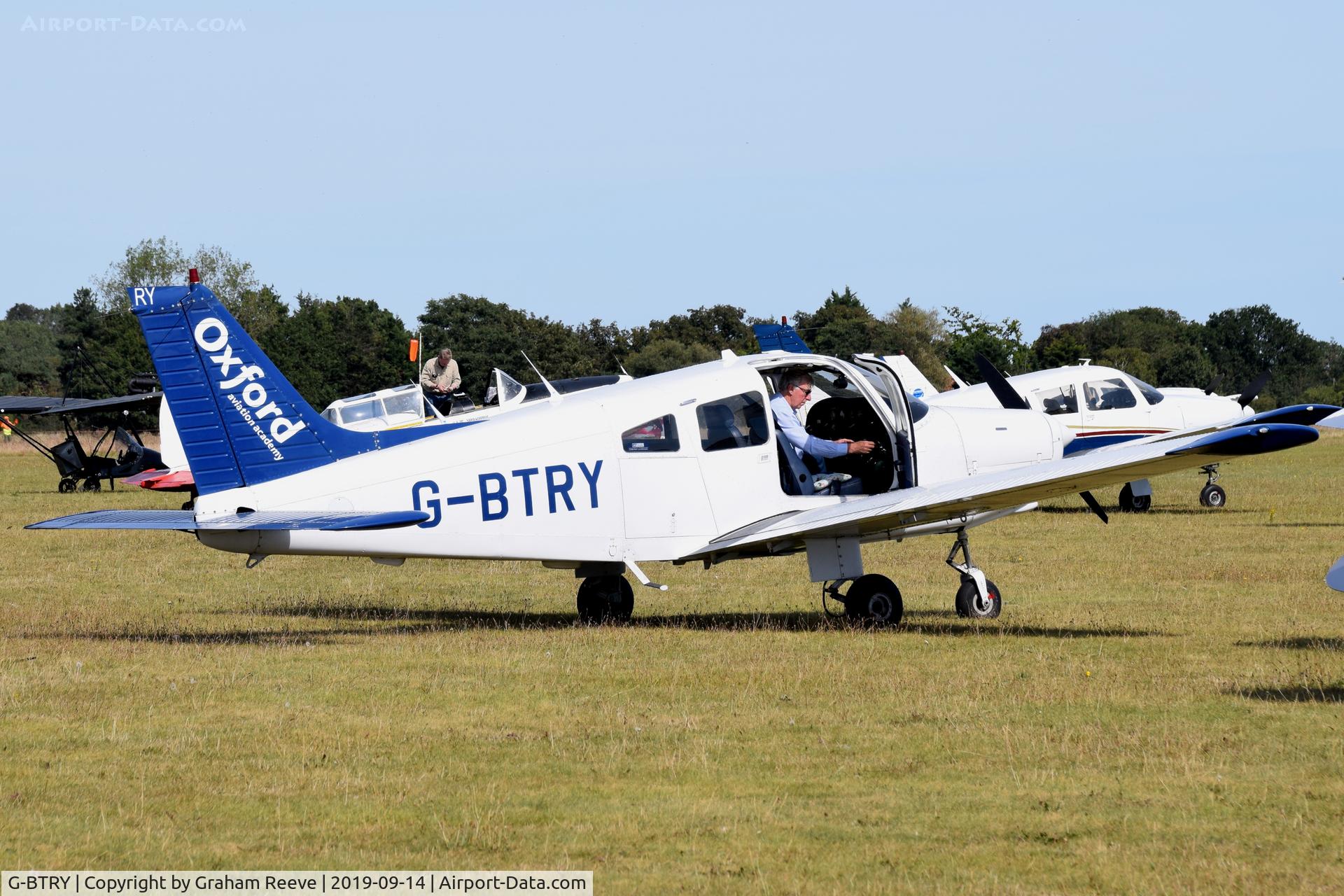 G-BTRY, 1981 Piper PA-28-161 Cherokee Warrior II C/N 28-8116190, Parked at, Bury St Edmunds, Rougham Airfield, UK.
