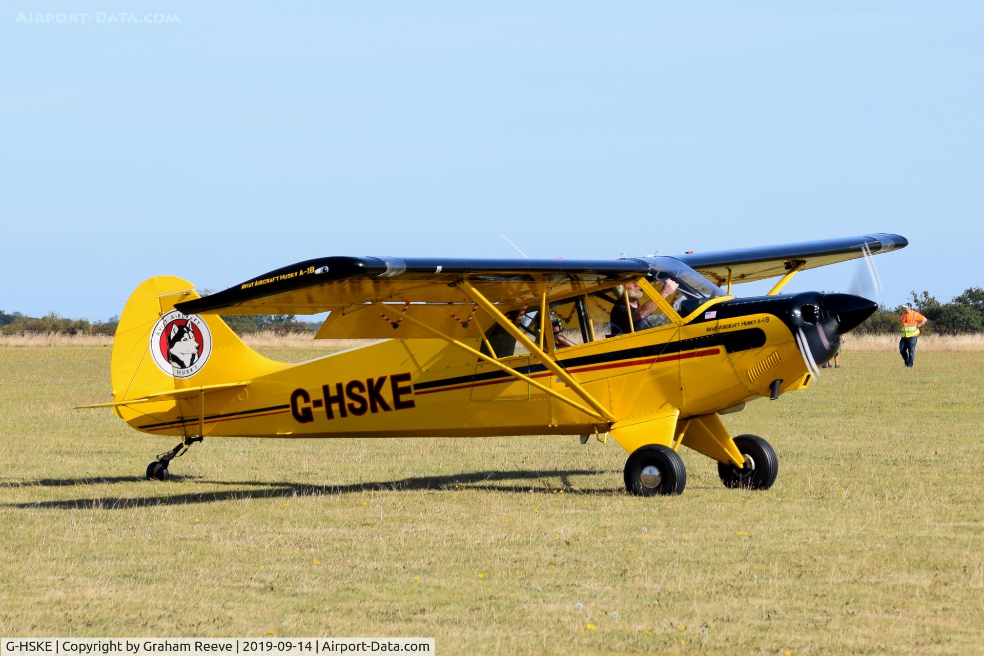 G-HSKE, 2007 Aviat A-1B Husky C/N 2437, Just landed at, Bury St Edmunds, Rougham Airfield, UK.