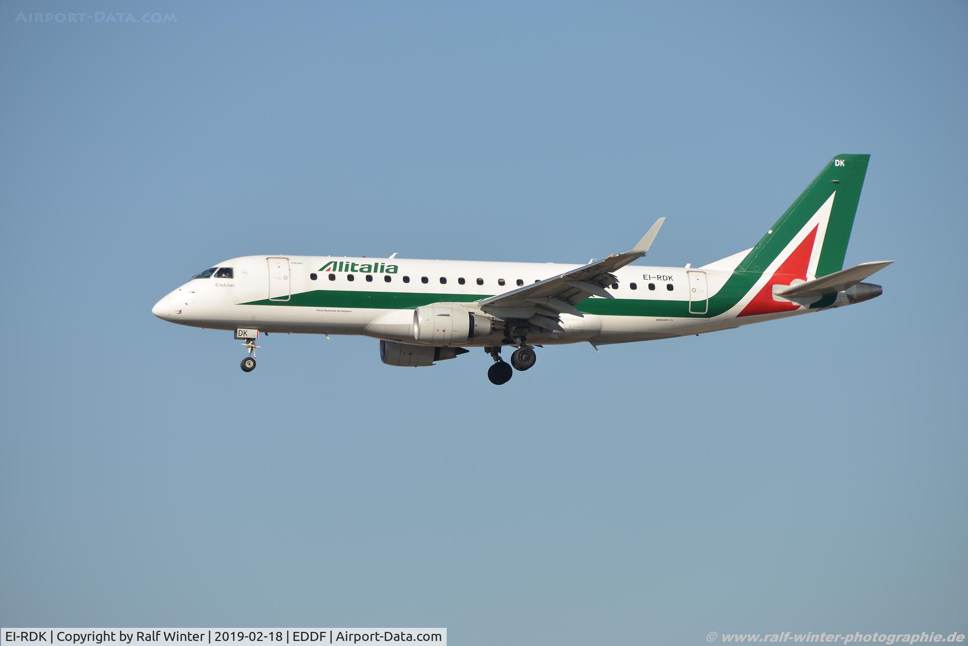 EI-RDK, 2012 Embraer 175STD (ERJ-170-200STD) C/N 17000343, Embraer ERJ-175STD 170-200 - CYL Alitalia Cityliner 'Parco Nazionale del Gargano' - 17000343 - EI-RDK - 18.02.2019 - FRA