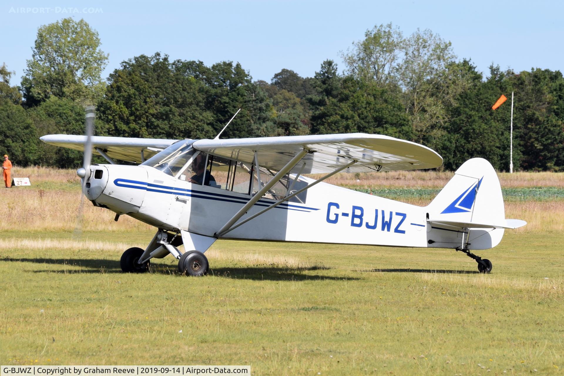 G-BJWZ, 1951 Piper L-18C Super Cub (PA-18-95) C/N 18-1361, Just landed at, Bury St Edmunds, Rougham Airfield, UK.