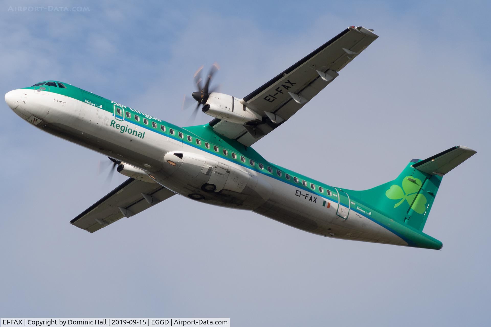 EI-FAX, 2013 ATR 72-600 (72-212A) C/N 1129, Departing RWY 27