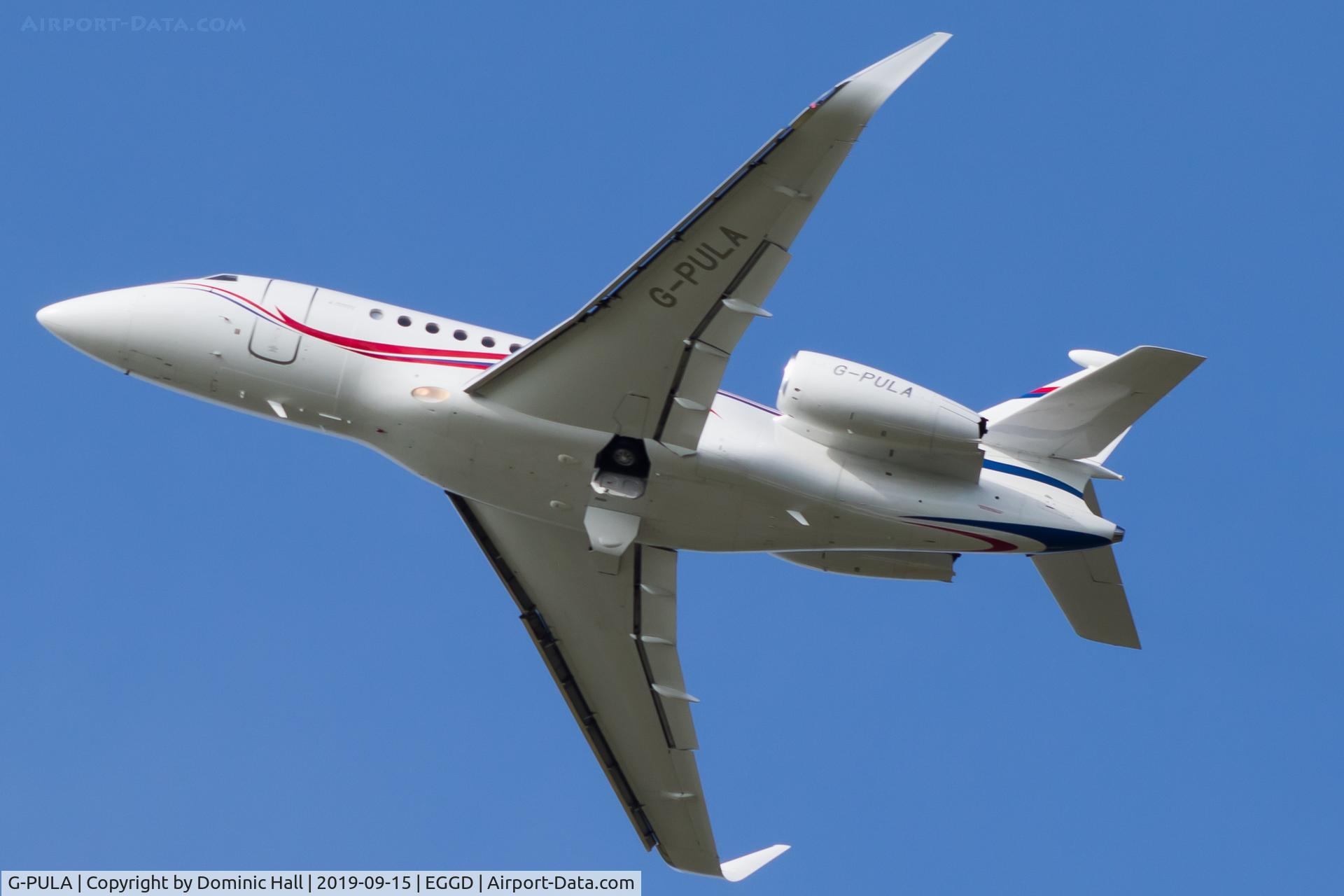 G-PULA, 2014 Dassault Falcon 2000LXS C/N 269, Departing RWY 27