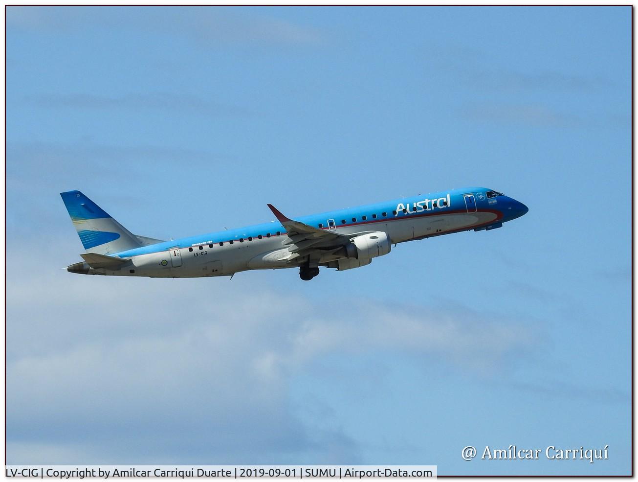 LV-CIG, 2011 Embraer 190AR (ERJ-190-100IGW) C/N 19000427, TAKE OFF FROM SUMU