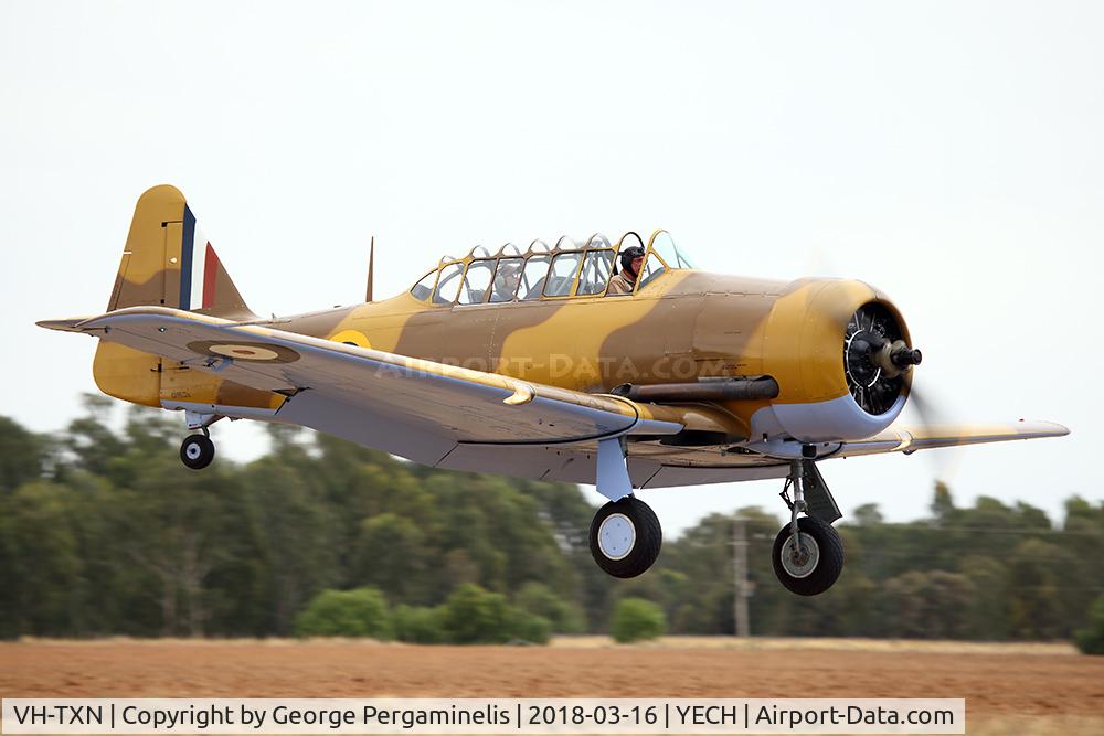 VH-TXN, 1943 Noorduyn AT-16 Harvard IIB C/N 14A-1106, Antique Aeroplane Assn of Australia National Fly-in.