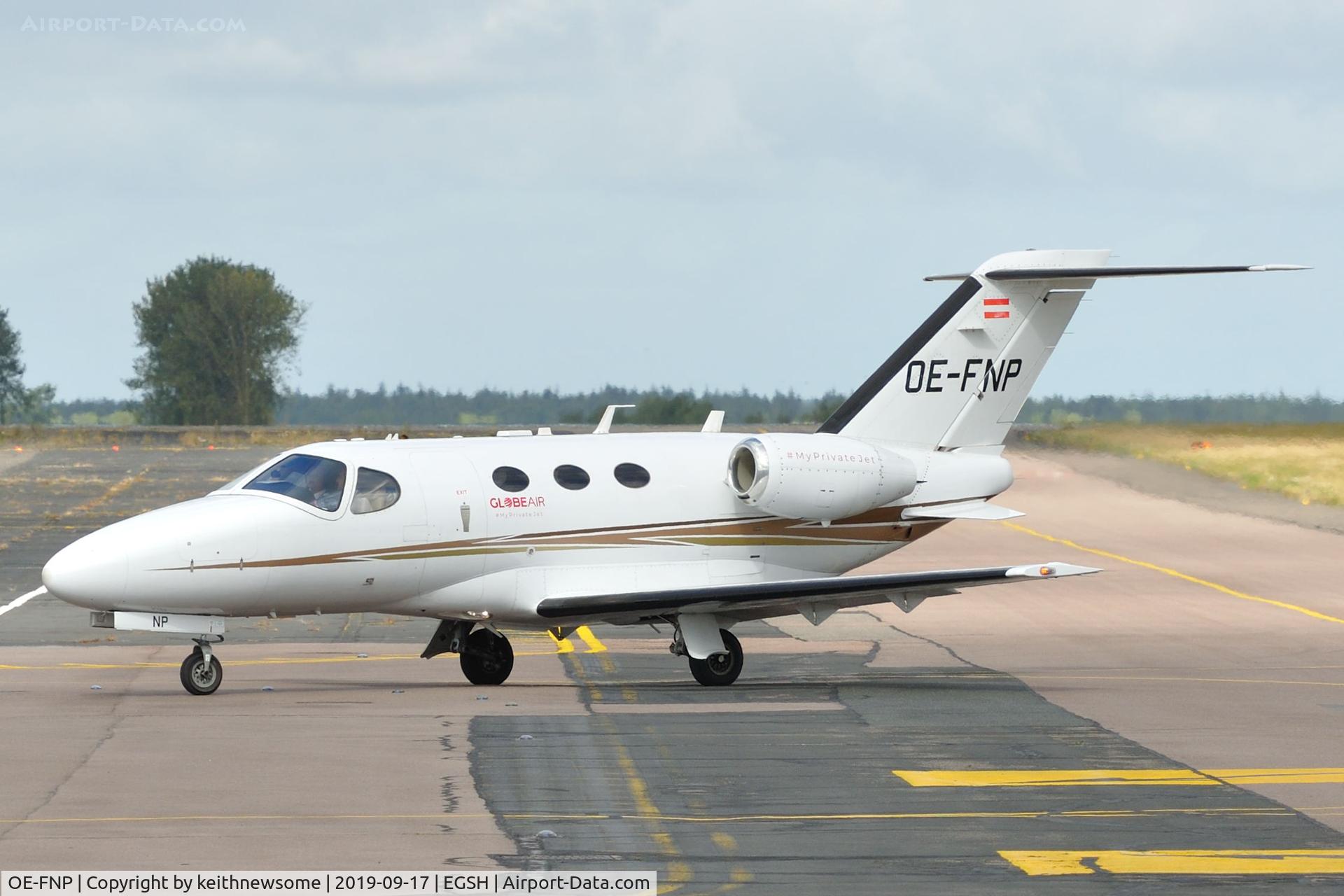 OE-FNP, 2009 Cessna 510 Citation Mustang Citation Mustang C/N 510-0185, Arriving at Norwich from Paris, Le Bourget.