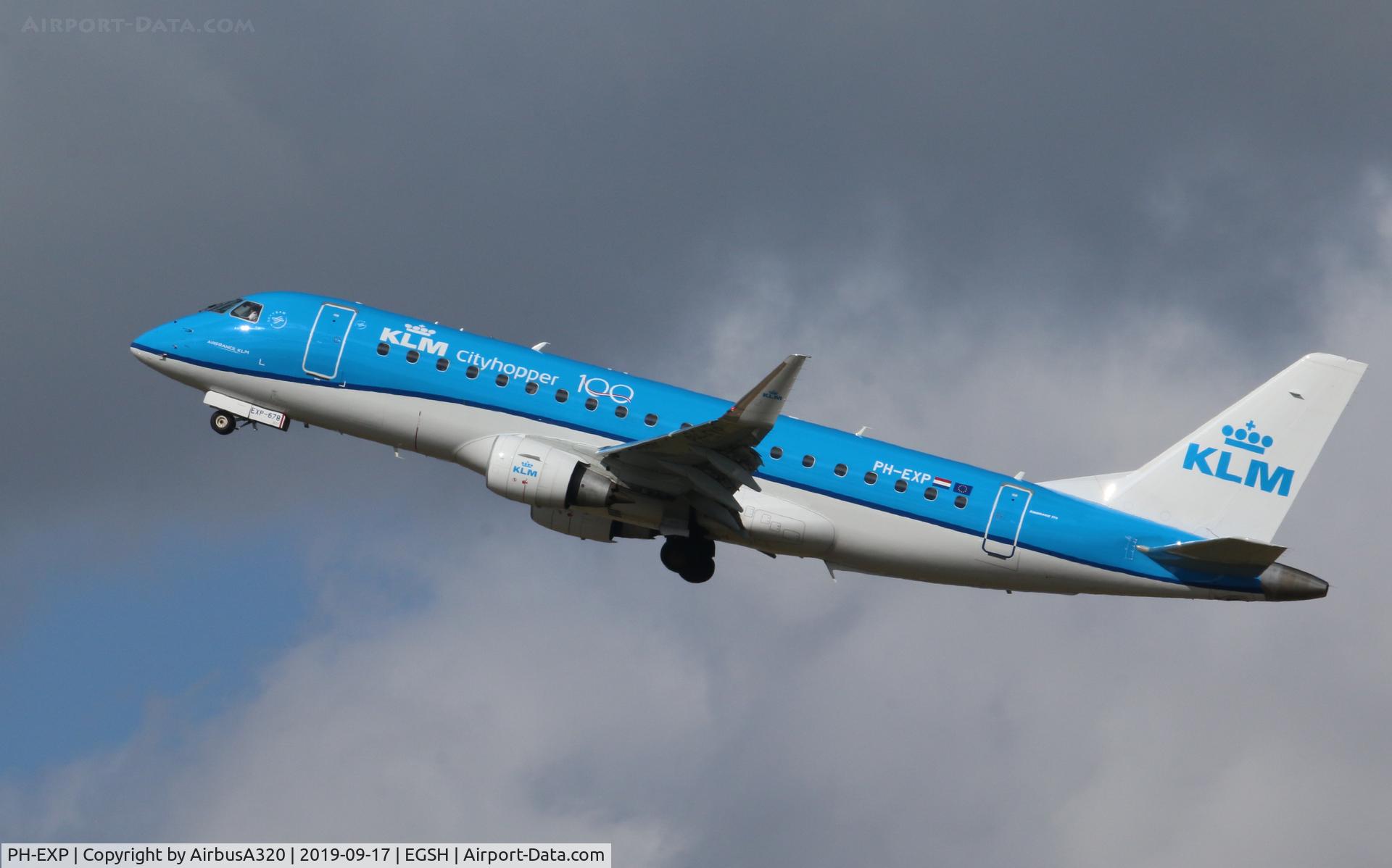 PH-EXP, 2017 Embraer 175LR (ERJ-170-200LR) C/N 17000678, Departing Norwich
