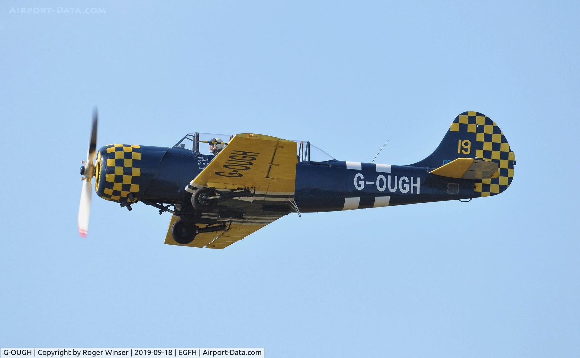 G-OUGH, 1987 Bacau Yak-52 C/N 877404, Resident Yakovlev Yak-52 low over Runway 22.