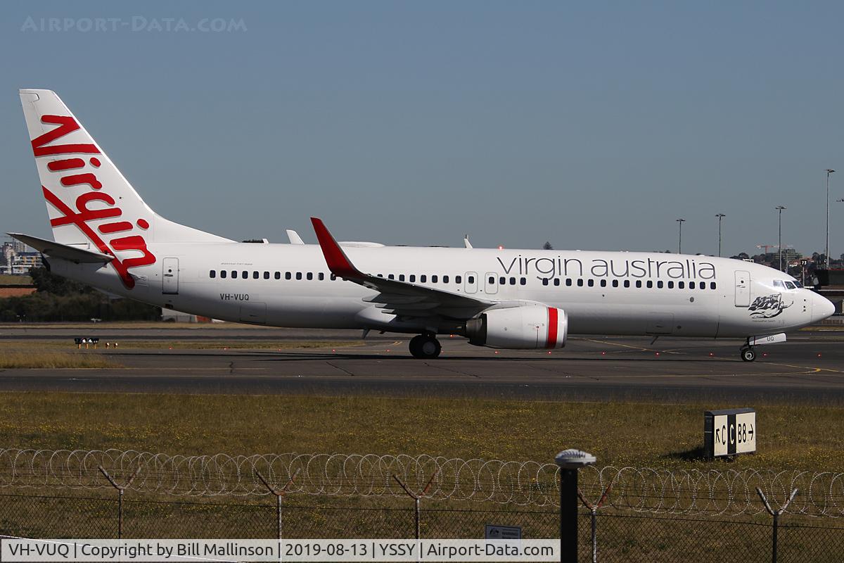 VH-VUQ, 2008 Boeing 737-8FE C/N 36605, taxiing from 3-4R