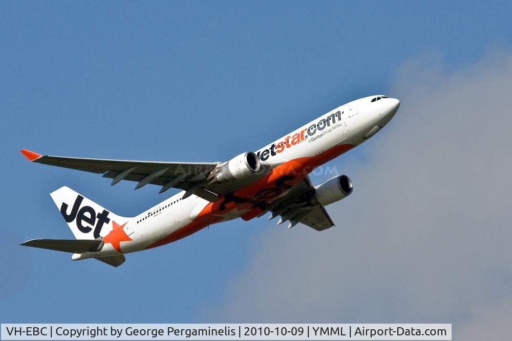 VH-EBC, 2003 Airbus A330-201 C/N 0506, Climbing from runway 34.