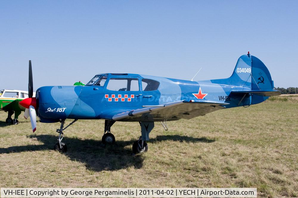 VH-IEE, 1979 Yakovlev Yak-18T C/N 22202034049, Antique Aeroplane Assn of Australia National Fly-in.
