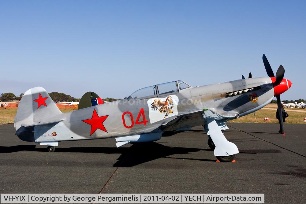 VH-YIX, 2004 Yakovlev Yak-9UM C/N 0470409, Antique Aeroplane Assn of Australia National Fly-in.