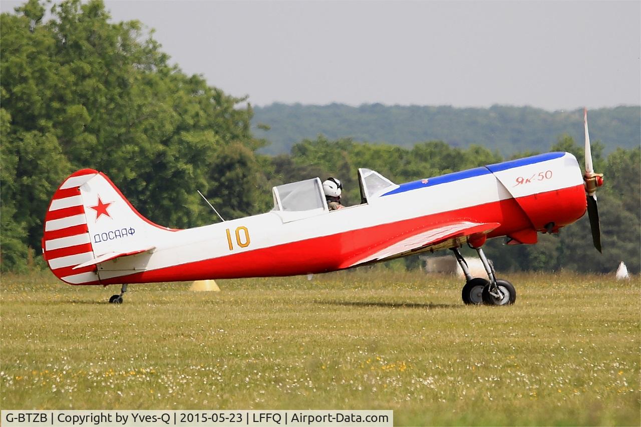 G-BTZB, 1980 Yakovlev Yak-50 C/N 801810, Yakovlev Yak-50, Taxiing, La Ferté-Alais Airfield (LFFQ) Air show 2015