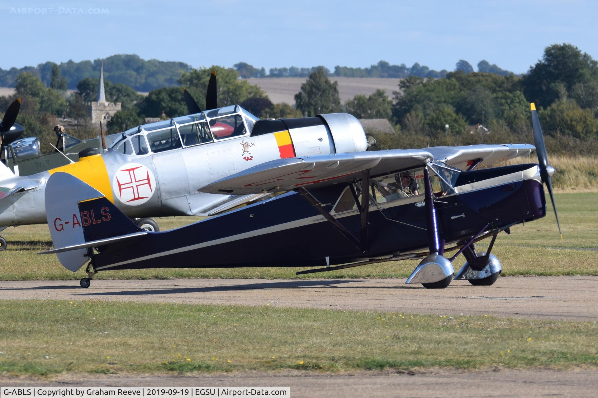 G-ABLS, 1931 De Havilland DH.80A Puss Moth C/N 2164, Departing from Duxford.