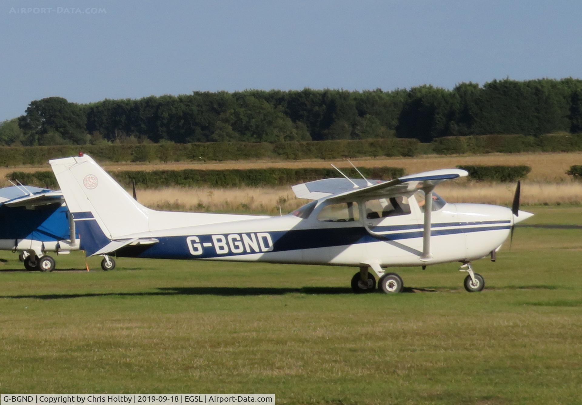G-BGND, 1977 Reims F172N Skyhawk C/N 1576, Parked at its base at Andrewsfield