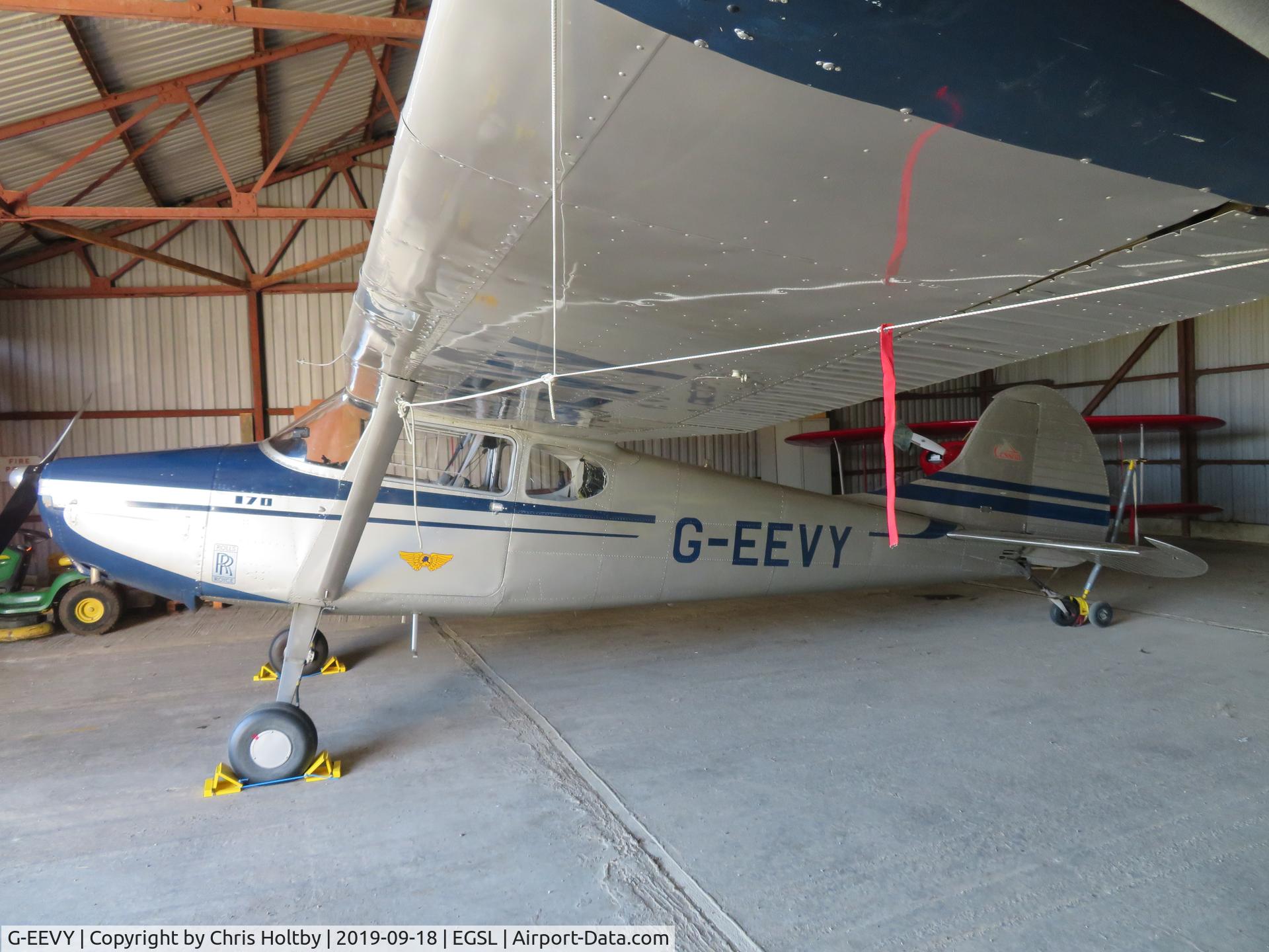 G-EEVY, 1950 Cessna 170A C/N 17019537, 1950 Cessna 170 in a hangar at Andrewsfield