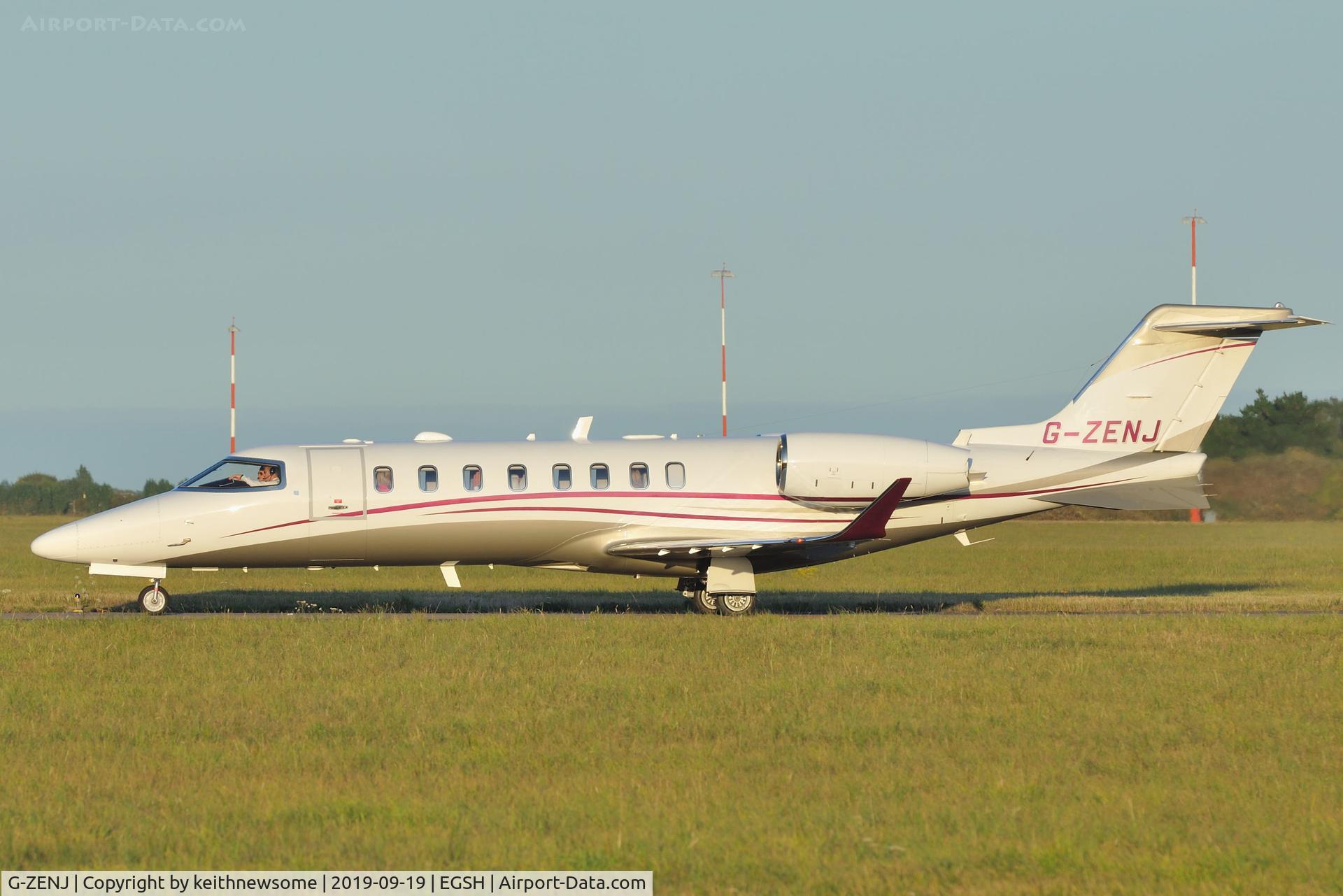 G-ZENJ, 2018 Learjet 75 C/N 45-565, Leaving Norwich for Blackpool.