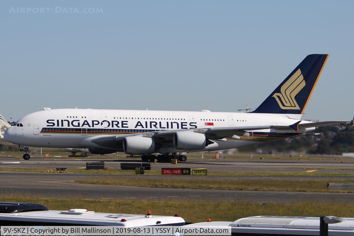 9V-SKZ, 2018 Airbus A380-841 C/N 255, taxi as SQ232 to SIN