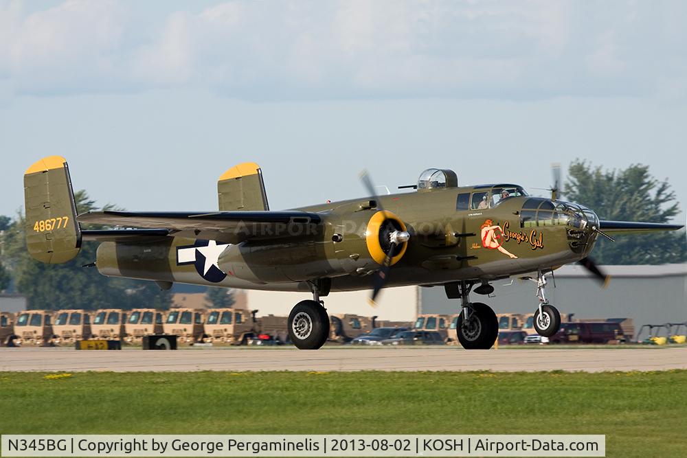 N345BG, 1944 North American TB-25N Mitchell C/N 108-47531, Departing from runway 18R.