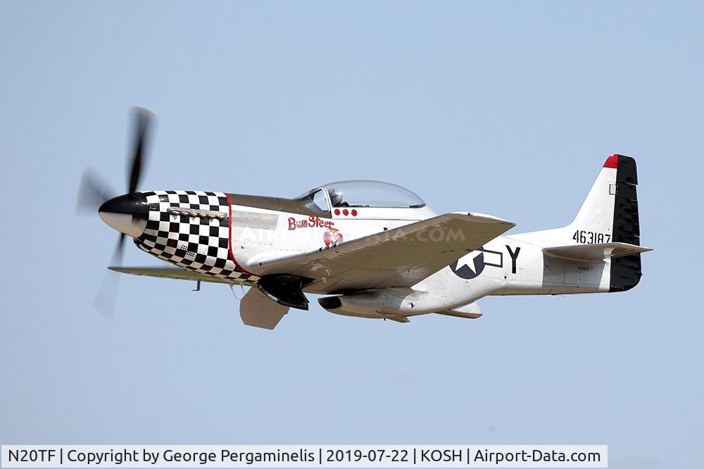 N20TF, 1967 North American (Cavalier) TF-51D Mustang C/N AF67-14866, Departing from runway 27.