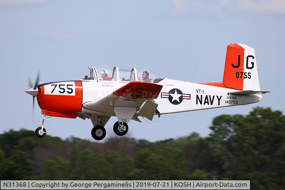 N31368, 1955 Beech T-34B Mentor C/N 140755, Departing from runway 27.