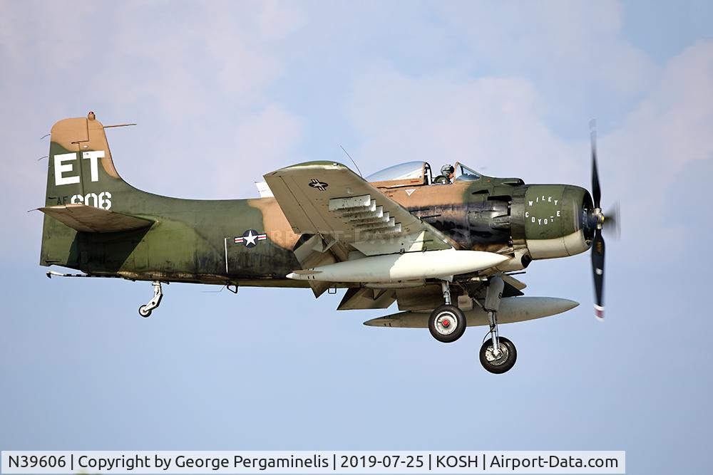 N39606, 1955 Douglas AD-6 Skyraider C/N 10838, On final for runway 18R.